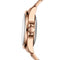 Rose gold watch with detailed design on a white background