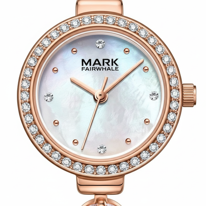 Rose gold watch with diamond accents and &