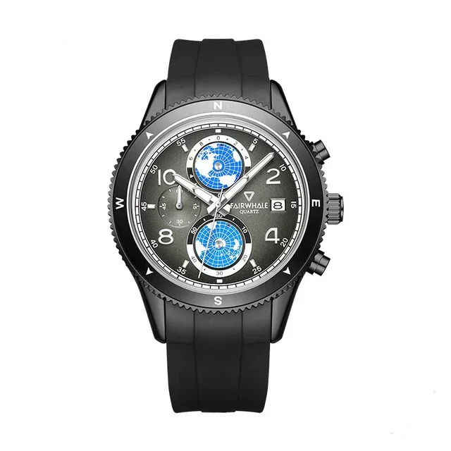 Mark Fairwhale 5730 chronograph men’s watch with stainless steel case, compass bezel, and Hardlex crystal protection