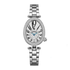 Side view of Mark Fairwhale 3610 ROSELYN women’s black steel oval watch with crystal bezel, showing slim profile and polished finish