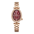 Side view of Mark Fairwhale 3610 ROSELYN women’s red gold oval watch with crystal bezel, showing slim profile and polished finish