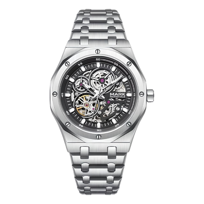 Silver Citizen watch with a blue dial on a white background