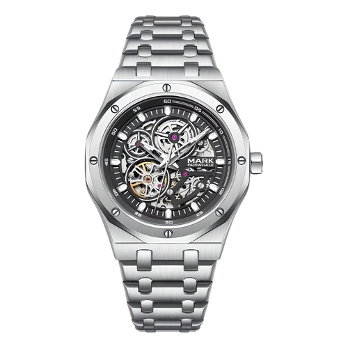 Silver Citizen watch with a blue dial on a white background