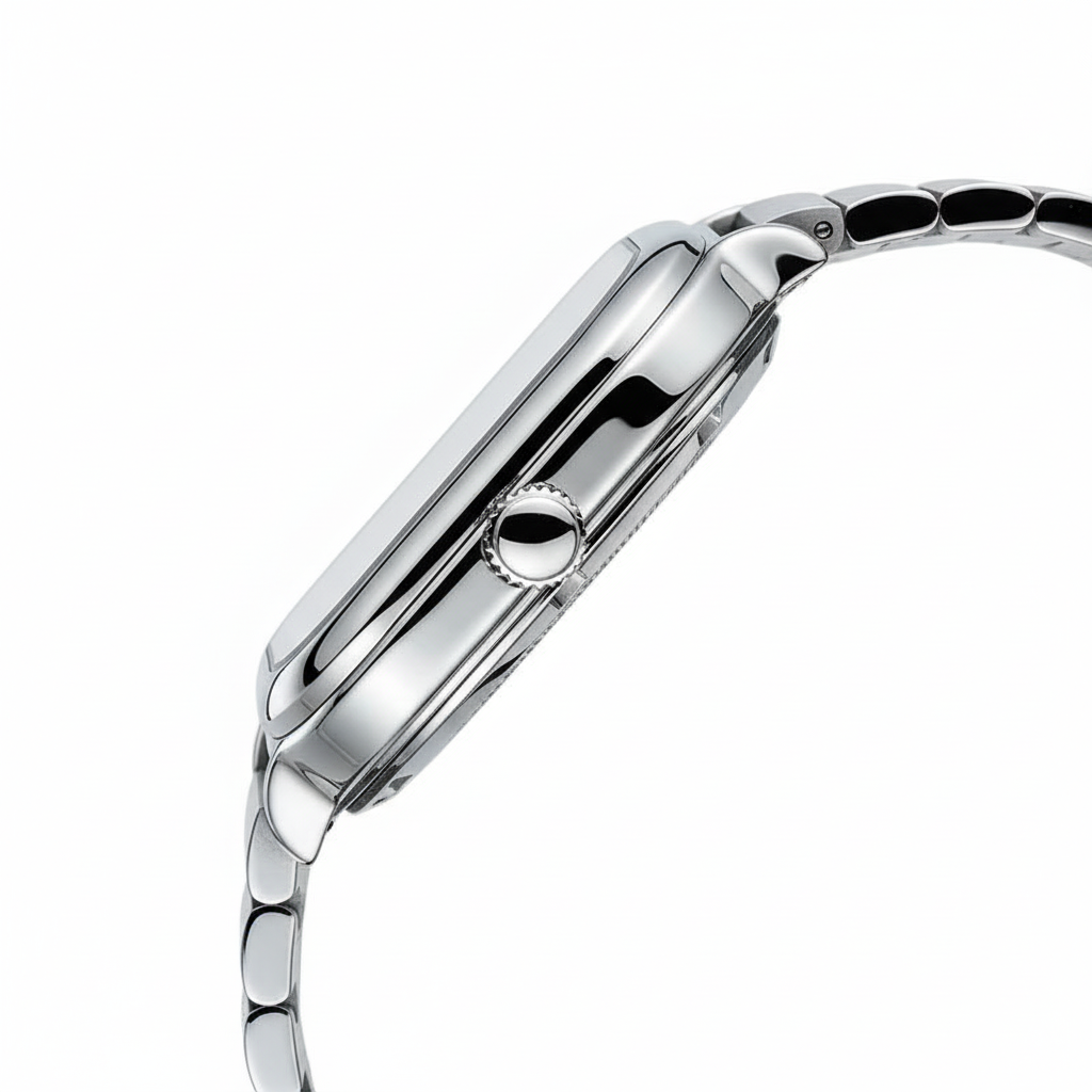 Silver bracelet on a white background