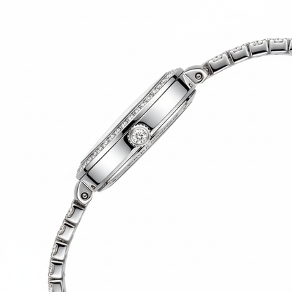 Silver bracelet with a diamond on a white background
