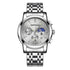 Silver dial version of Mark Fairwhale LUNARYS stainless steel men’s moon phase watch
