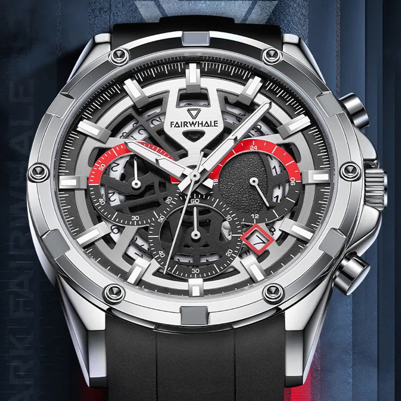 Silver edition of the Mark Fairwhale TONIX with chronograph sub-dials and bold design.