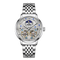 Silver watch with detailed face on a white background