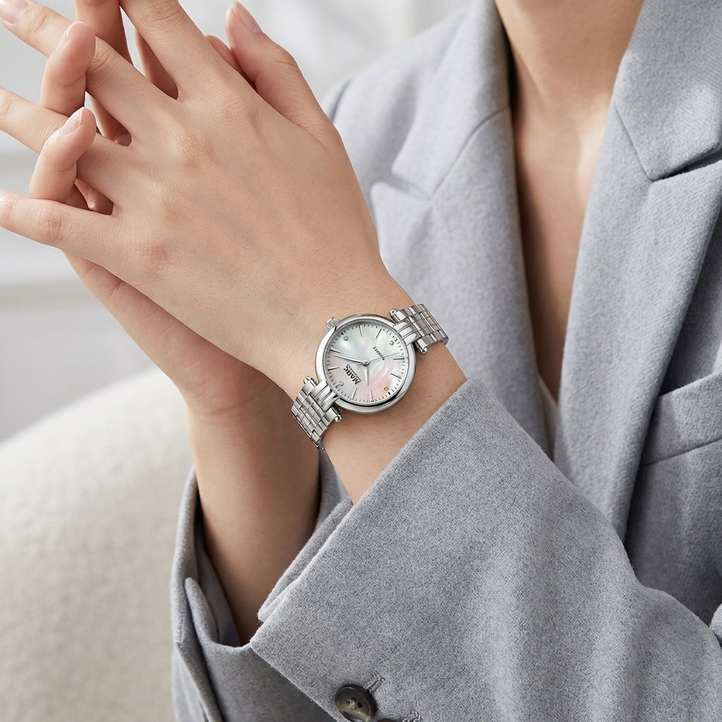 Silver watch on a person&