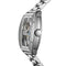 Silver watch with a detailed face on a white background
