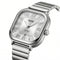 Silver watch with Roman numeral markers on a white background