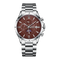 Silver watch with a brown face on a white background