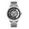 Silver watch with a detailed face on a white background