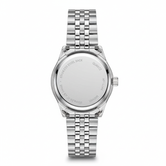 Silver watch with a metal bracelet on a white background
