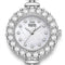 Silver watch with crystal embellishments on a white background
