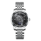 Silver watch with detailed face on a white background