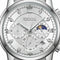 Silver watch with detailed face and 'Mark Fairwhale' branding