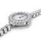 Silver watch with diamond-studded bracelet on a white background
