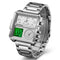 Silver watch with digital and analog display on a white background