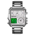 Silver watch with digital and analog display on a white background