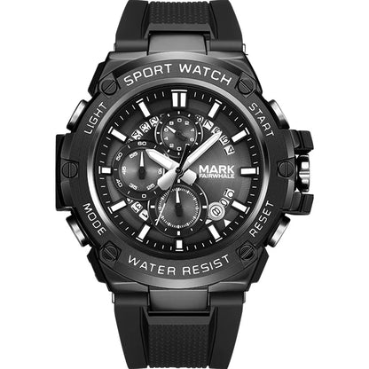 Sport chronograph watch for men with calendar and luminous hands