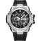 Sport watch with black strap and detailed face on a white background