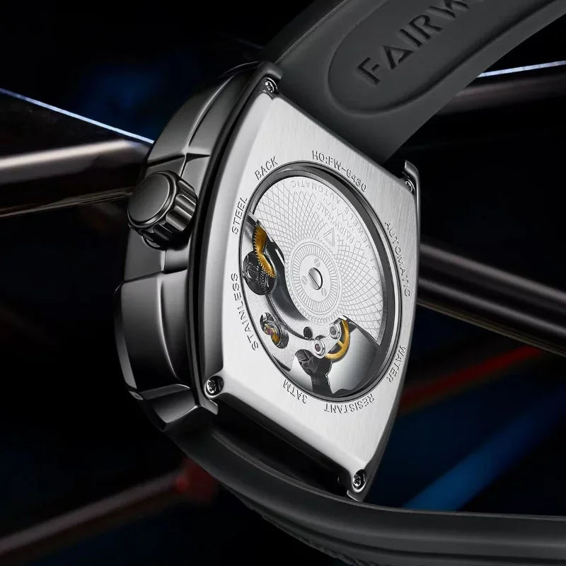 Tourbillon Watch FW-6430 blue silicone strap mechanical