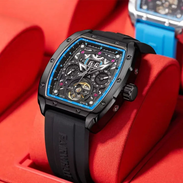 Tourbillon Watch FW-6430 skeleton dial front view mechanical detail