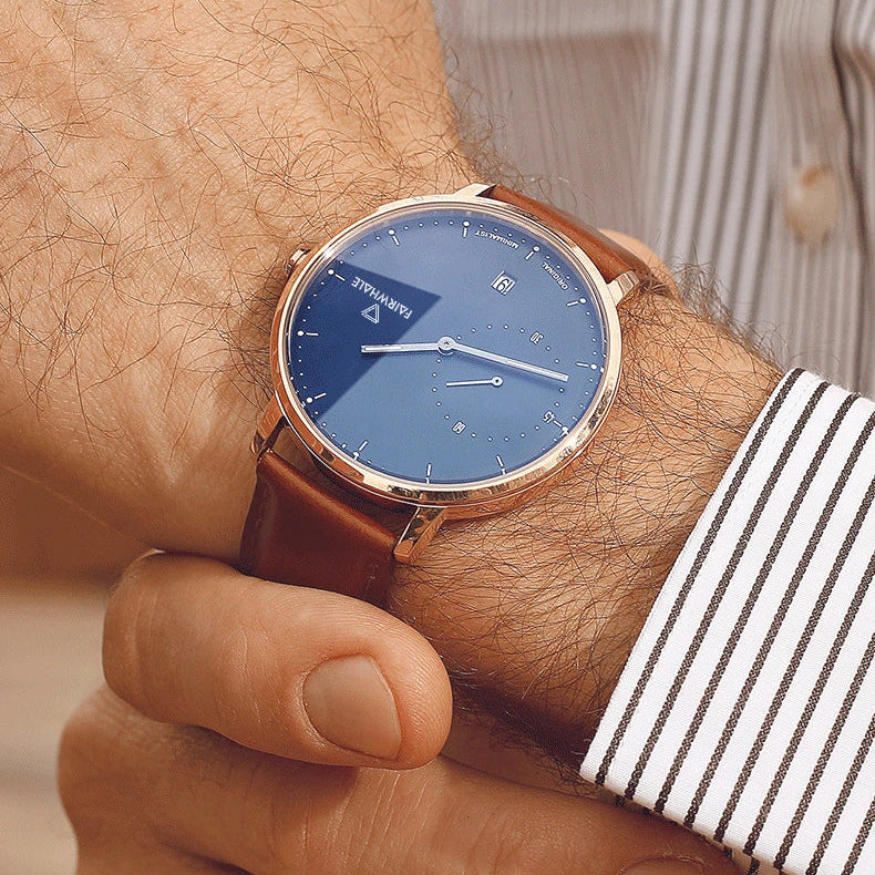 VELION Minimalist Mesh Business Watch full frontal dial black mesh strap