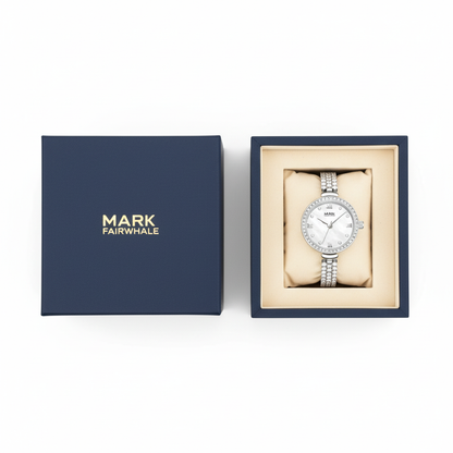 Watch in a Mark Fairwhale box on a white background