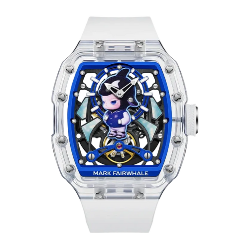 Watch with a character design on the face, brand &