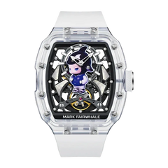 Watch with a character design on the face, brand 'Mark Fairwhale' visible