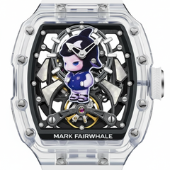 Watch with a character design on the face, branded 'Mark Fairwhale'.