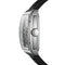 Watch with black strap and silver case on a white background