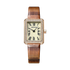 Watch with brown leather strap and gold case on a white background