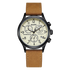 Watch with brown strap and cream face on white background