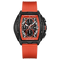 Watch with red strap and black case on a white background