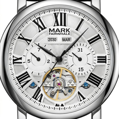 Watch with visible mechanical components and &