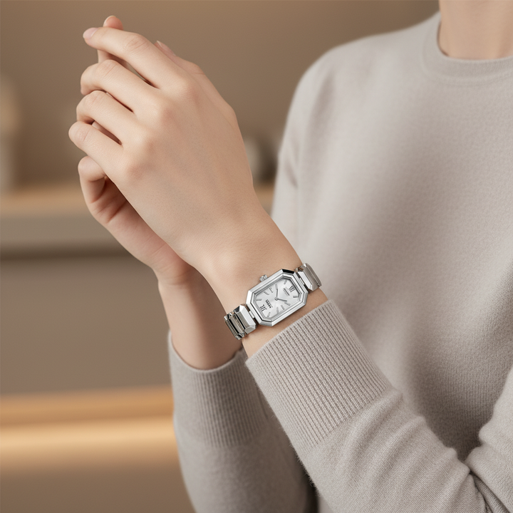 Mark Fairwhale FW-3160 High Clear Mirror Hour Clock Classic Stainless Steel Clock Waterproof – Women’s Quartz Watch