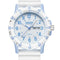White and blue watch with 'Mark Fairwhale' branding on a white background