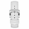 White leather watch strap with silver buckle on a white background