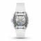 White watch with transparent case on a white background