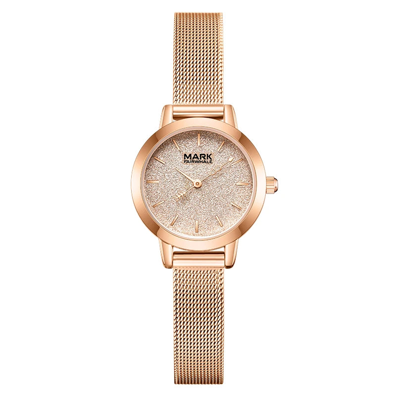 Women’s Quartz Watch in rose gold with slim round case and minimalist dial