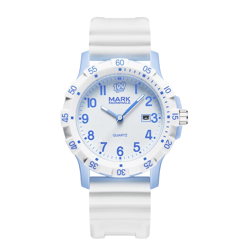 Fairwhale FW-5075 Quartz - white strap, blue dial, blue hands