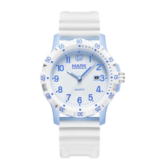 Fairwhale FW-5075 Quartz - white strap, blue dial, blue hands