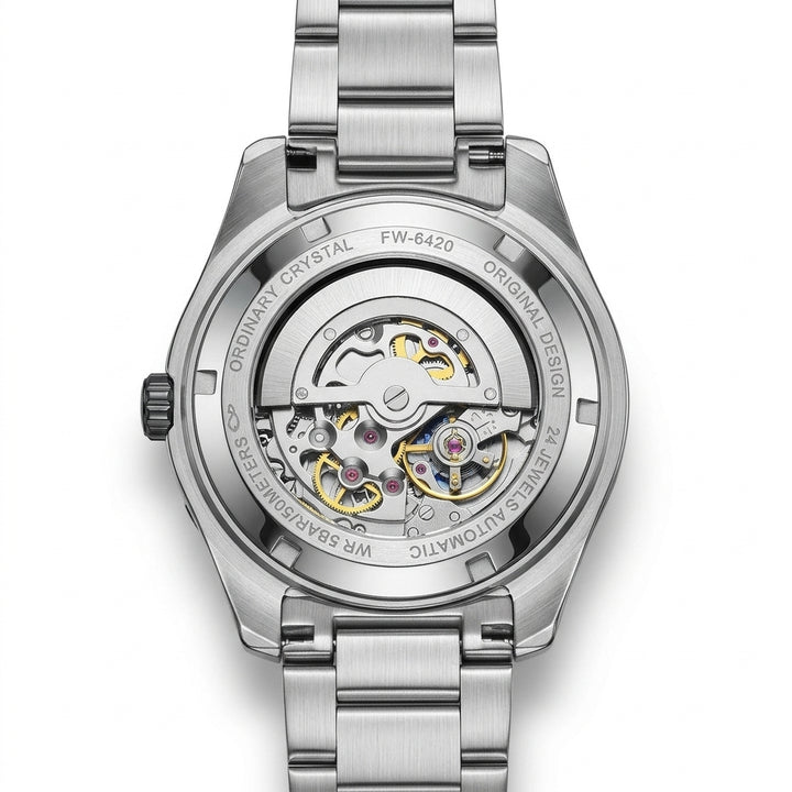 Fairwhal FW-6960 Tourbill - luxury watch, stainless steel, white background