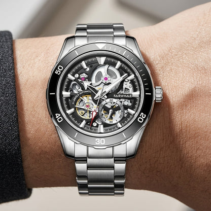 Fairwhal FW-6960 Tourbillon - Luxury wristshot, close-up, modern design