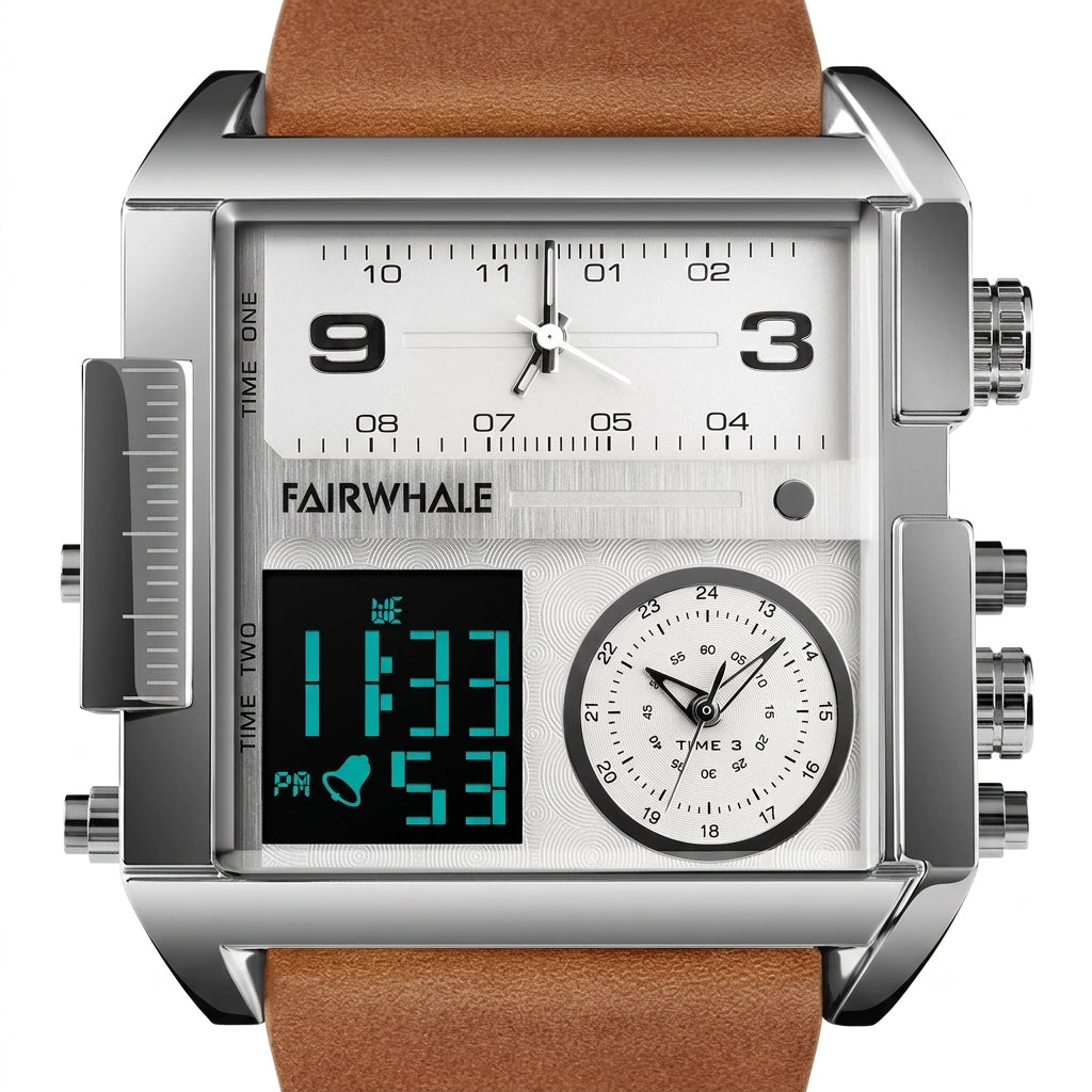 Fairwhale 4270 Men’s Squa - watch dial, luxury, macro, white background