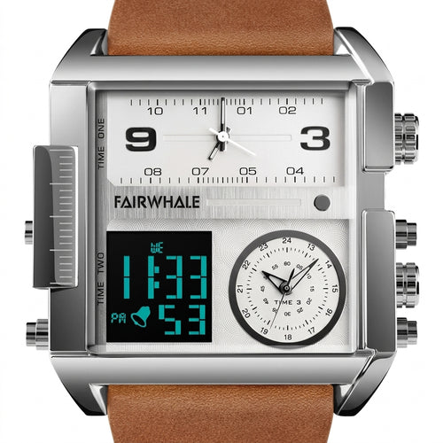 Fairwhale 4270 Men’s Squa - watch dial, luxury, macro, white background