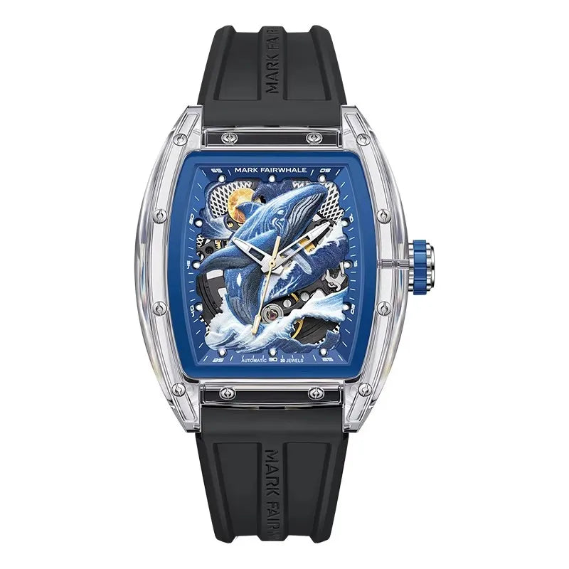 Fairwhale tourbillon watch 6880 AQUALIXUM full front view with 48mm tonneau-shaped case and skeleton dial.